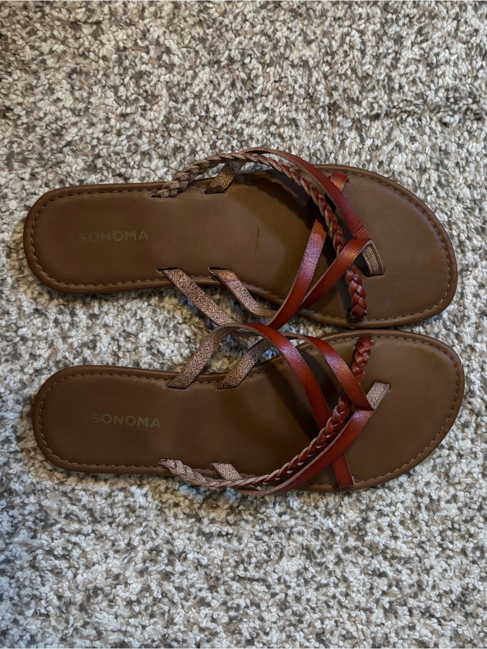Sonoma Brown and Red Braided Sandals